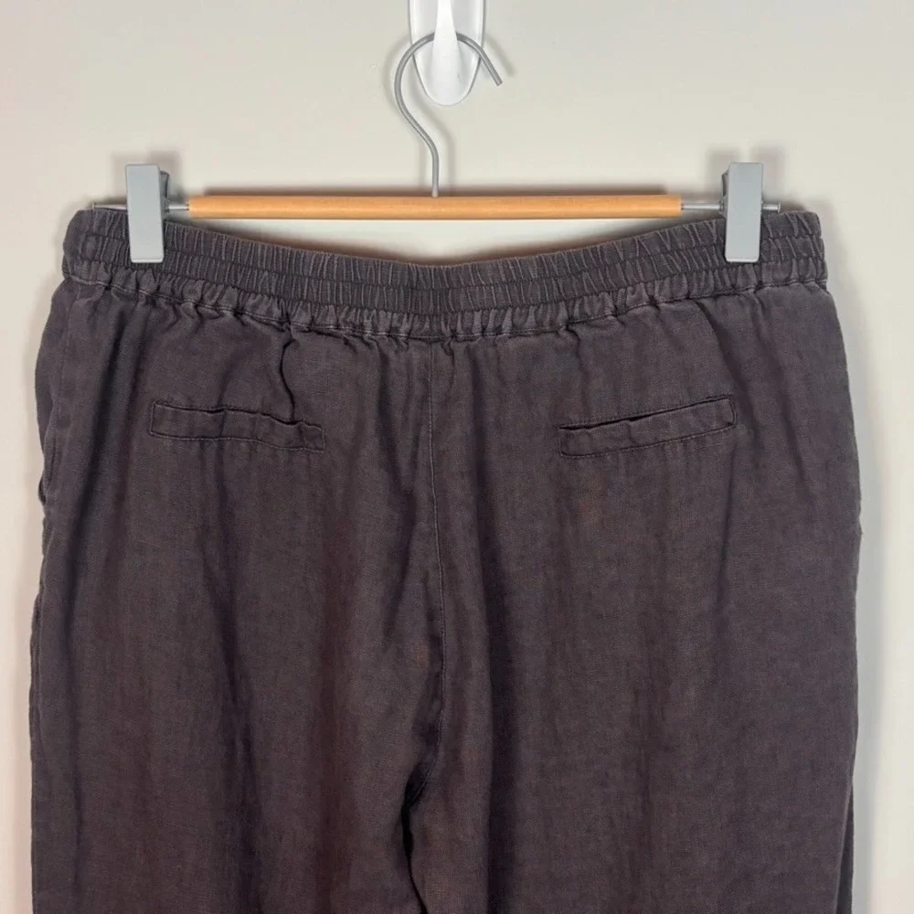 IXIMO Womens Grey 100% Linen Straight Leg Pull on Pants SZ Large Granola‎ Hippie